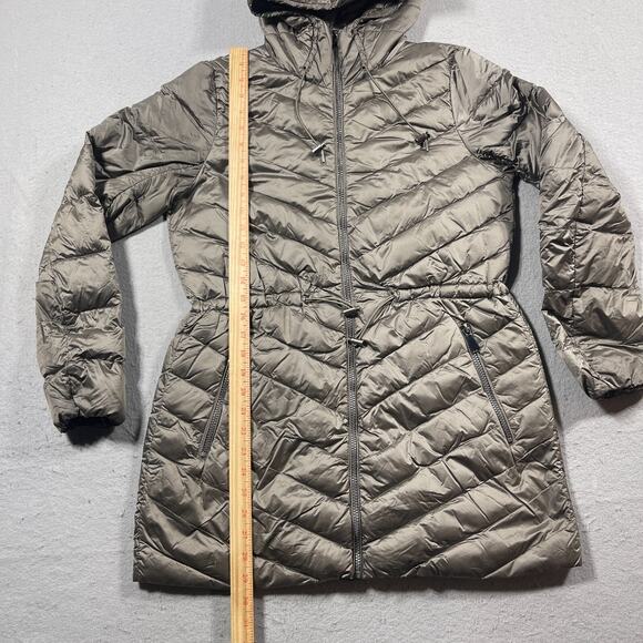 Saks Fifth Avenue‎ Jacket Women S Gray Puffer Hooded Down Coat Packable - Picture 3 of 9